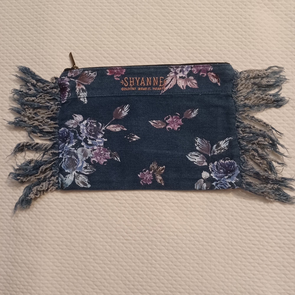 Shyanne Floral Fringe Denim Clutch